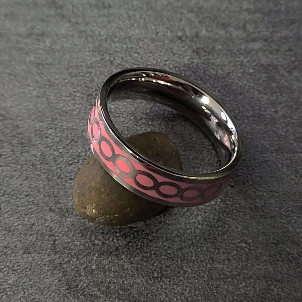 Women's Promise Ring - Pink Infinity Band - Wedding Band Ring